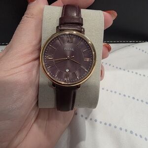 Fossil Burgundy and Gold Timepiece